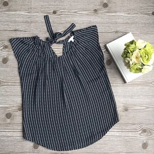 Lauren Conrad Navy Blue Cap Sleeve Blouse